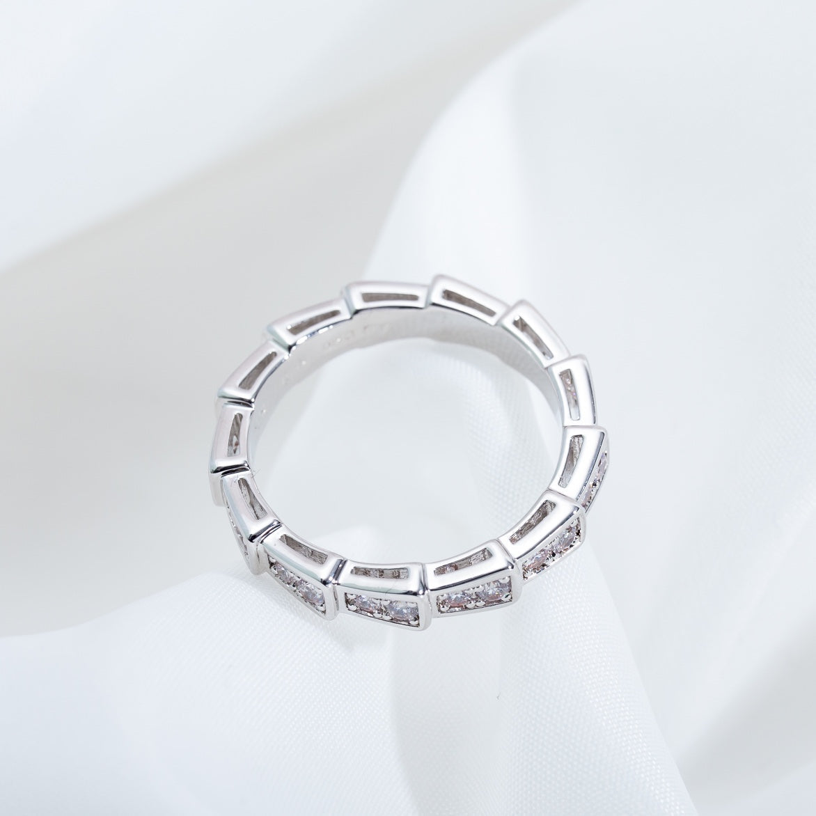 DIANA SERPENTI RING SILVER DIAMOND PAVED 3MM