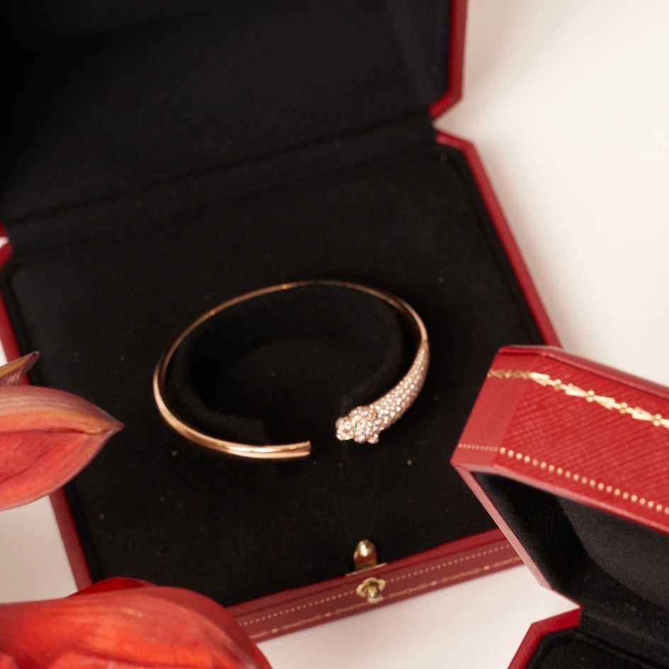 DIANA PANTHERE ROSE GOLD DIAMOND OPEN BRACELET