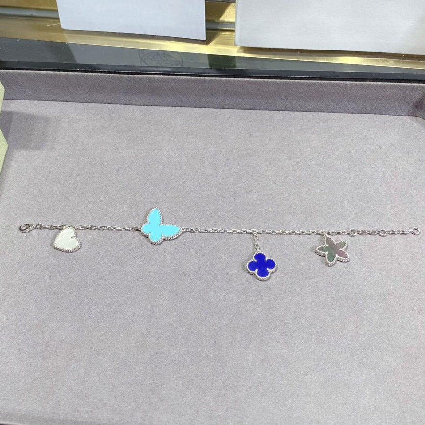 DIANA LUCKY SPRING SILVER BRACELET 4 MOTIF