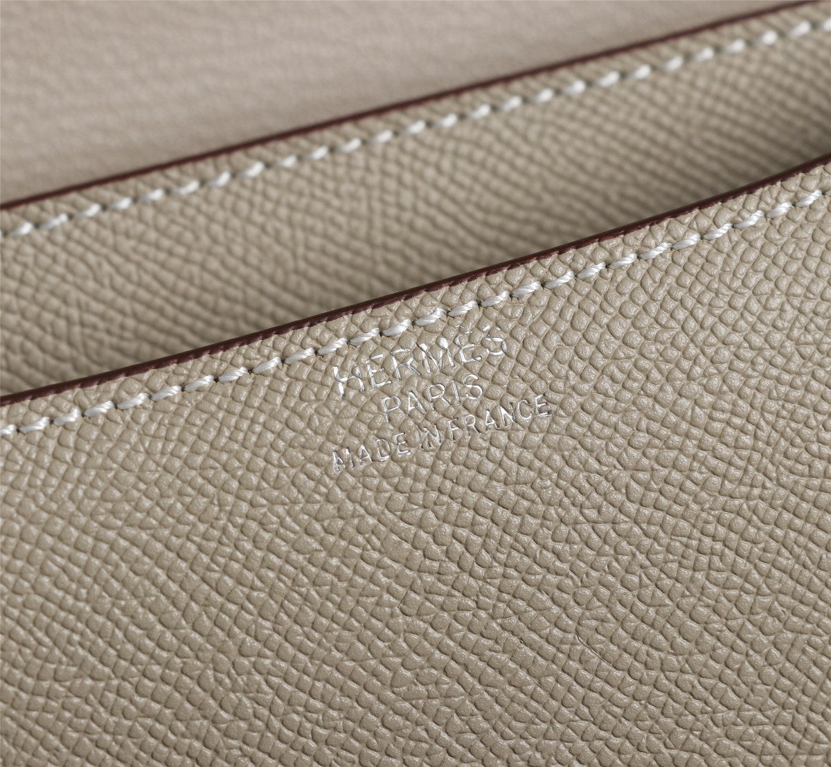 HM CONSTANCE BAGS 22 KHAKI EPSOM SILVER HARDWARE