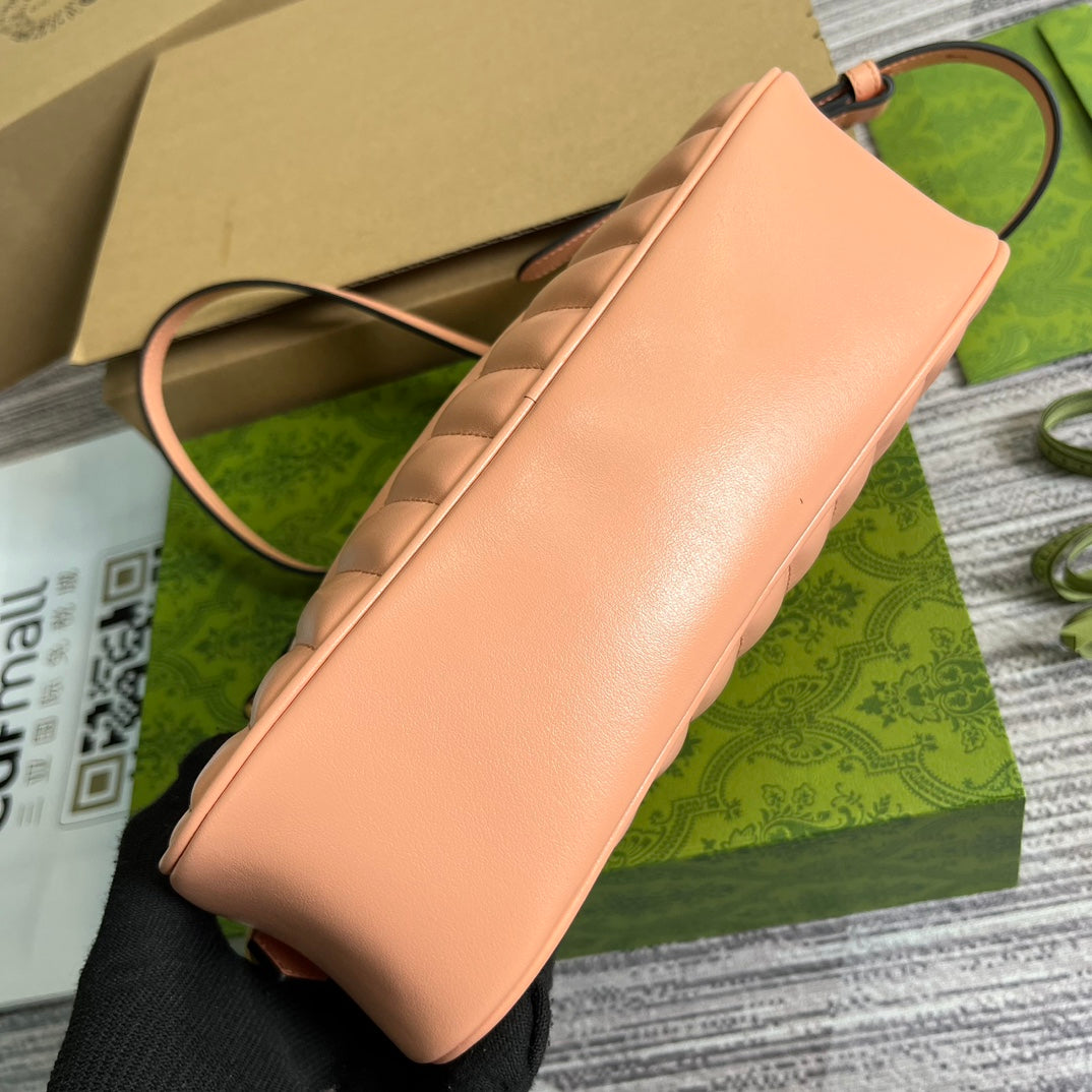 GG MARMONT SMALL 24 MATELASS¨¦ IN PEACH PINK CALFSKIN