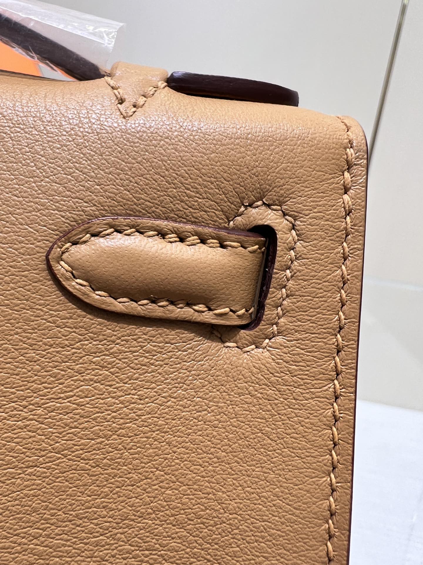 HM KELLY POCHETTE 22CM BROWN SWIFT SILVER HARDWARE