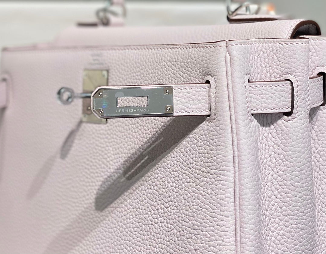 HM KELLY 28CM LIGHT PINK TOGO SILVER HARDWARE