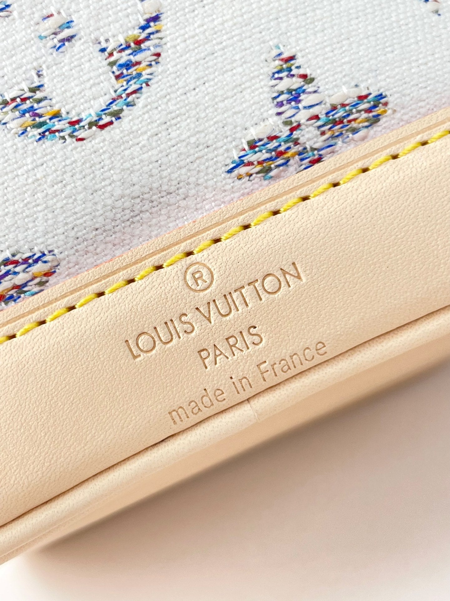 NANO NO¨¦ 16 IN WHITE MONOGRAM JACQUARD FABRIC AND BEIGE CALFSKIN TRIM