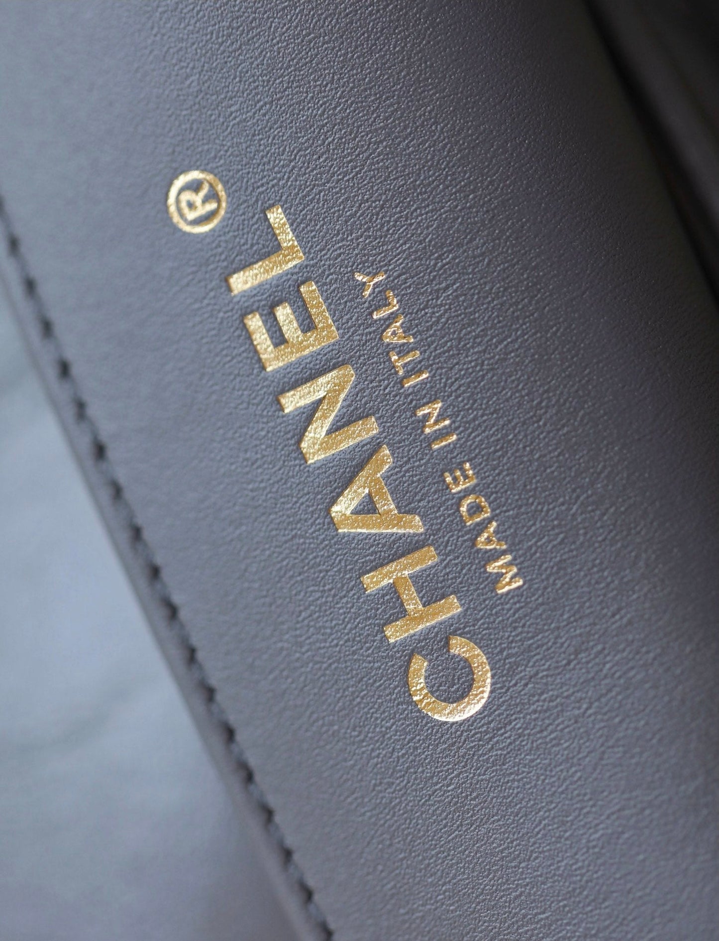 cc 24a flap bag 20cm top handle grey lambskin gold hardware