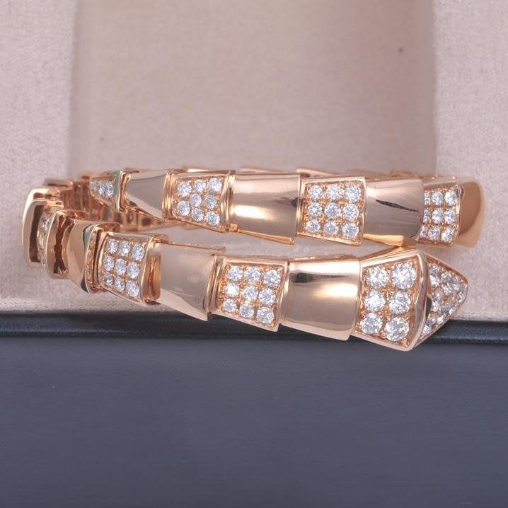DIANA SERPENTI WIDE BRACELET PINK GOLD DIAMOND