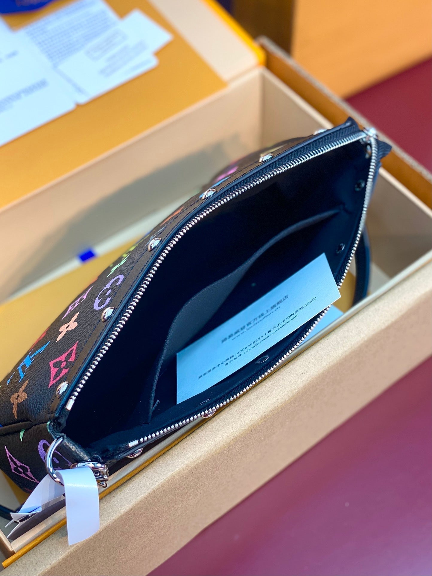 LV x TM Pochette Accessoires 22cm Black Muticolor Monogram Canvas