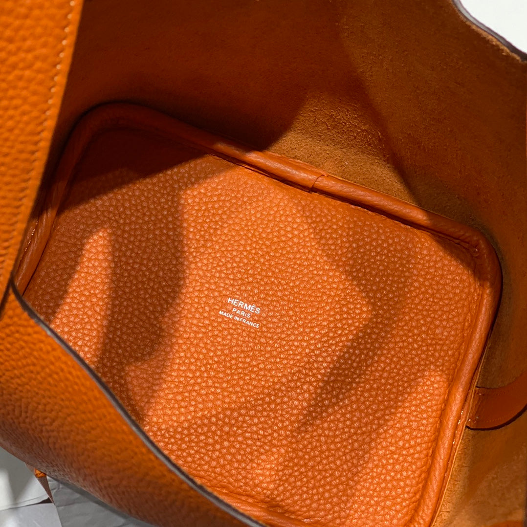 picotin lock dark orange togo leather gold hardware