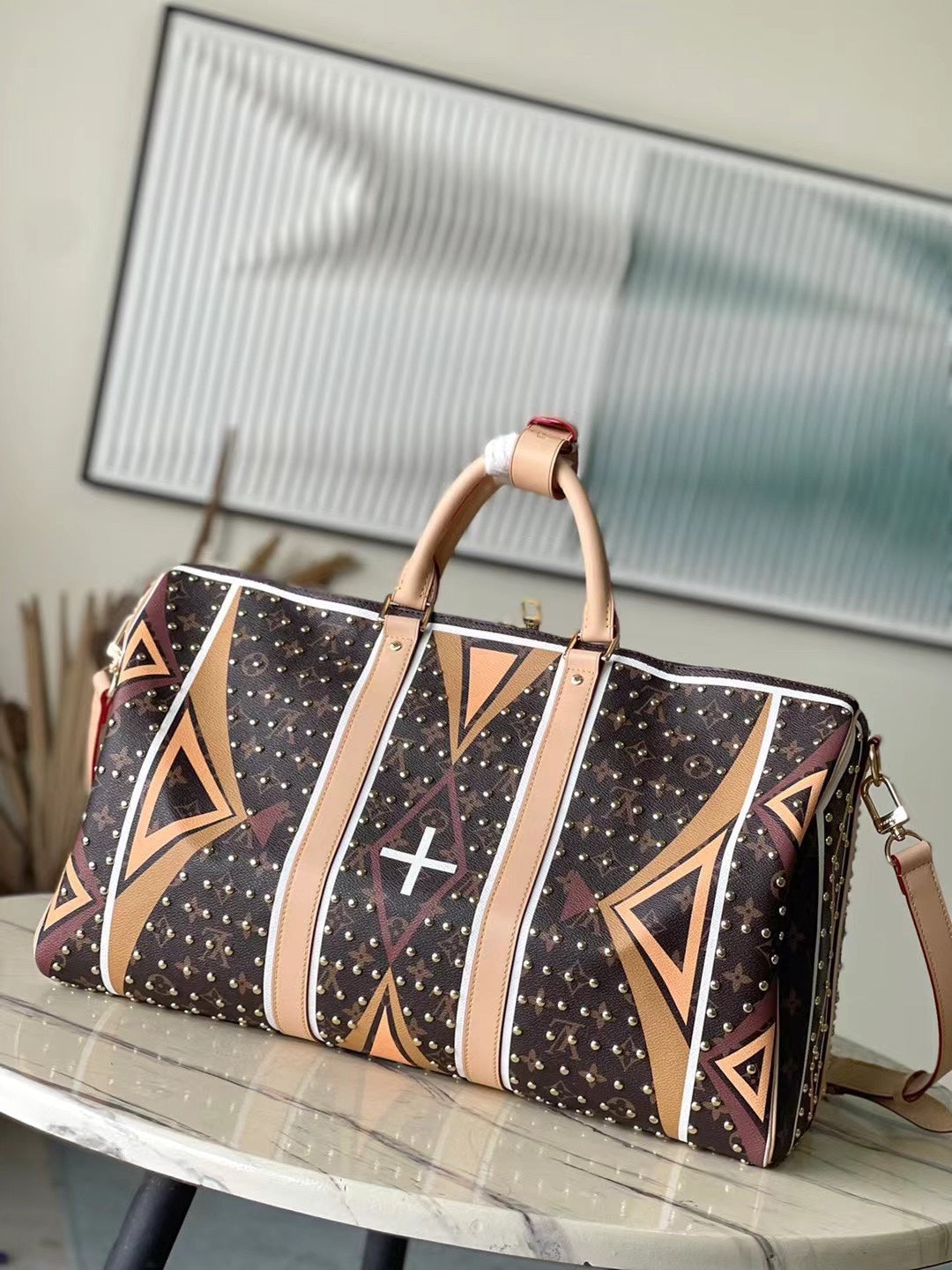 KEEPALL BANDOULI¨¨RE 50 IN PARFLECHE PATTERN MONOGRAM CANVAS