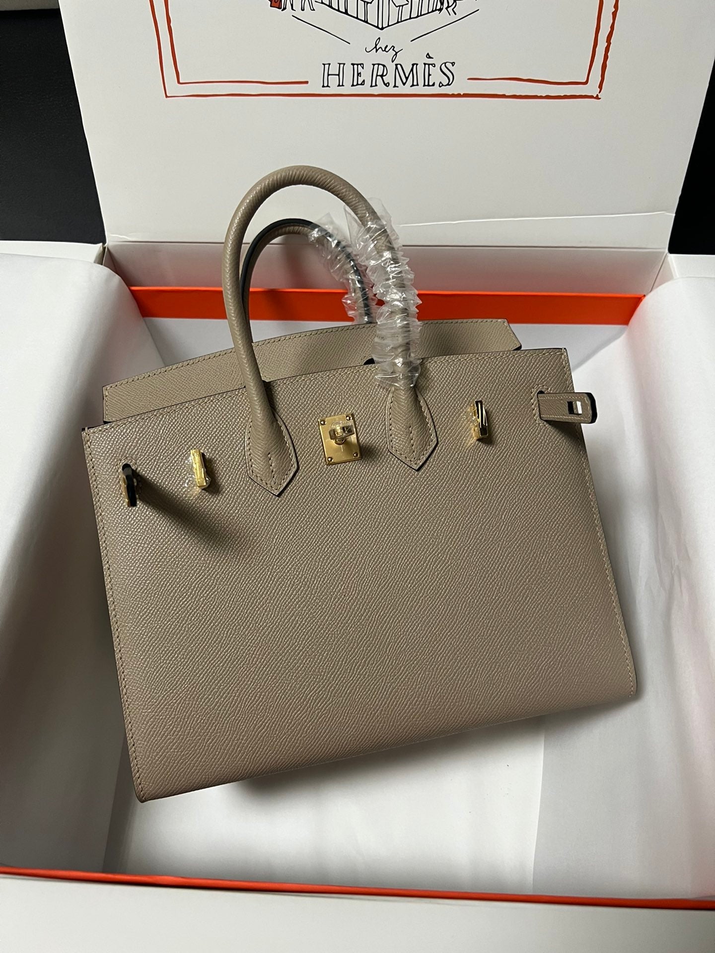 HM BIRKIN SELLIER ETOUPE GREY EPSOM LEATHER GOLD HARDWARE