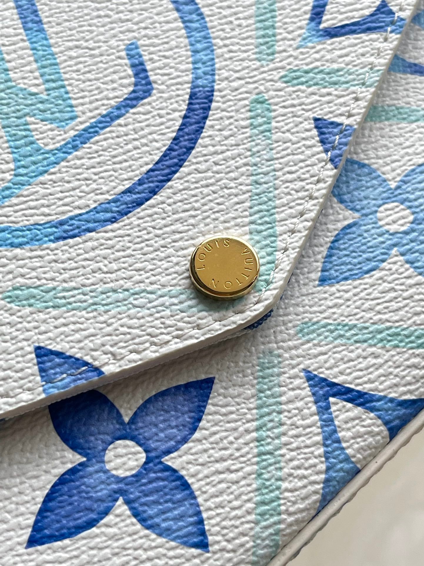 F¨¦LICIE POCHETTE 21 IN LAGOON BLUE MONOGRAM TILES CANVAS