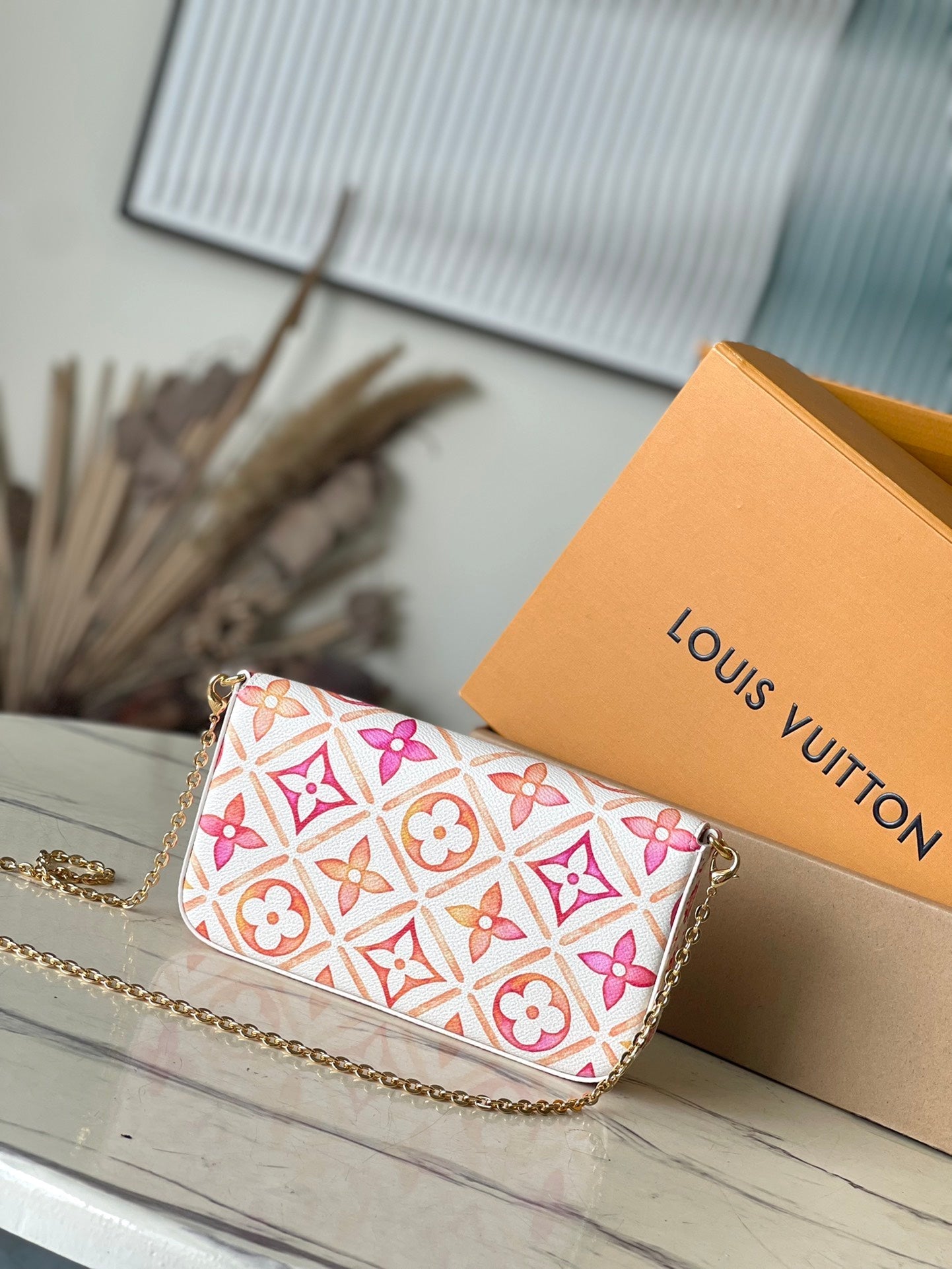 F¨¦LICIE POCHETTE 21 IN CORAL MONOGRAM TILES CANVAS