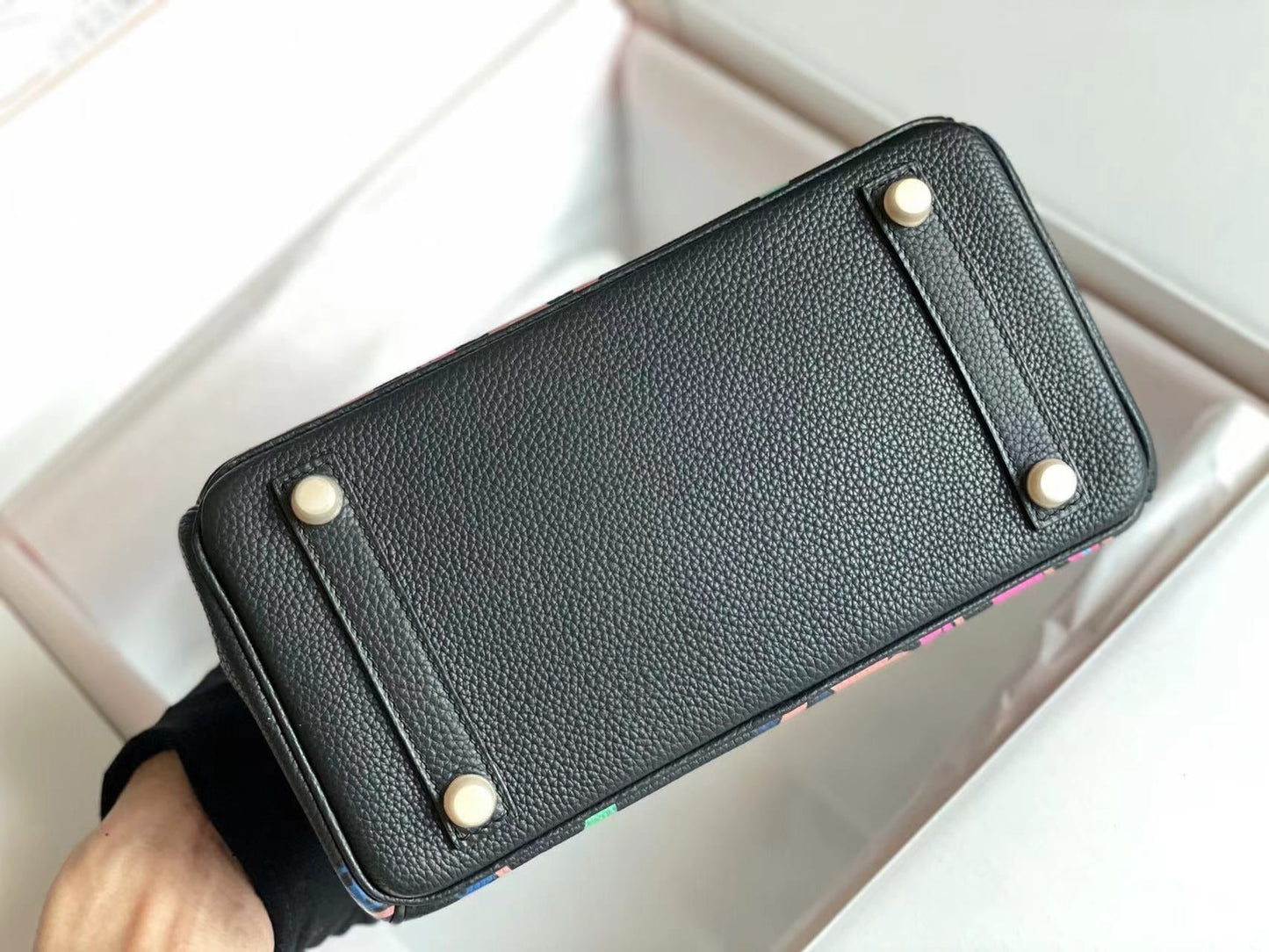 BIRKIN 25 BAG IN BLACK CALFSKIN WITH COLORFUL STICKER (MADE - TO - ODER)