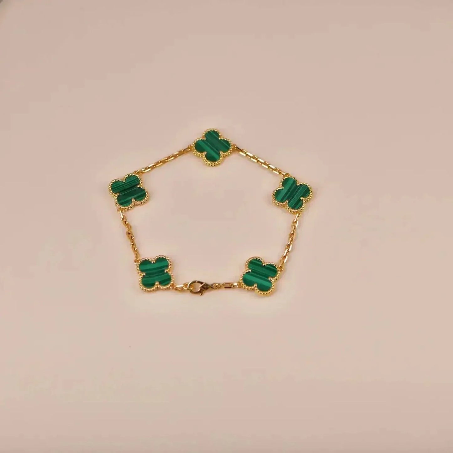 DIANA CLOVER 5 MOTIFS MALACHITE BRACELET
