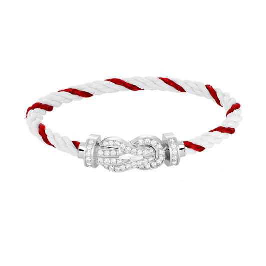 DIANA CHANCE LARGE 8 FIGURE BUCKLE FULL DIAMOND BRACELET SILVER