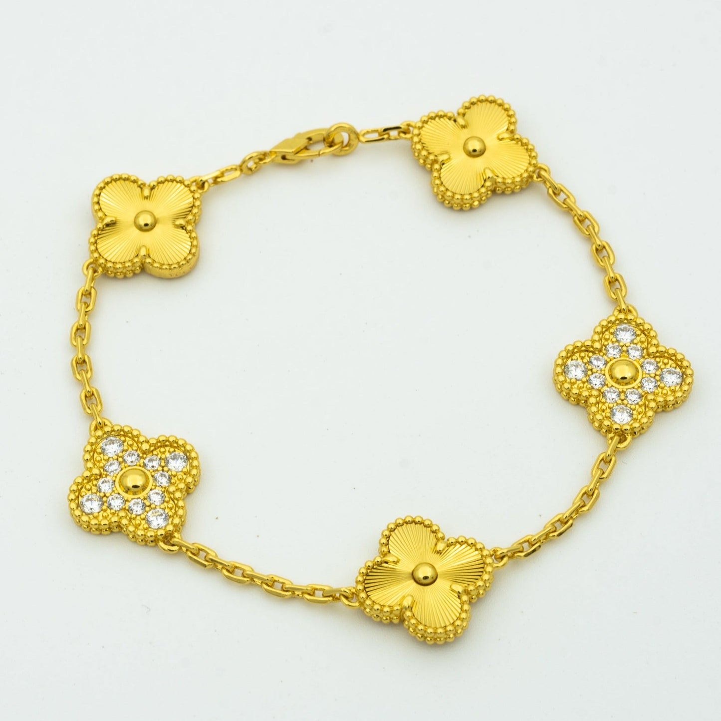 DIANA CLOVER BRACELET 5 MOTIFS GOLD DIAMOND