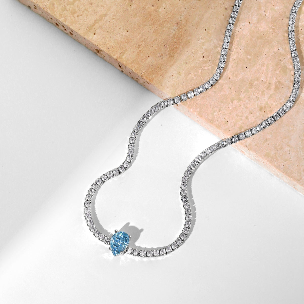 [HOT]1.0 carat Unique Pear Cut Tennis Necklace