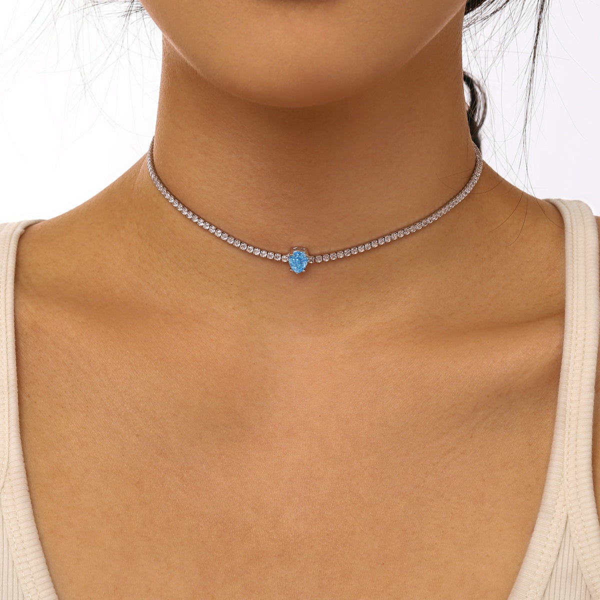 [HOT]1.0 carat Unique Pear Cut Tennis Necklace