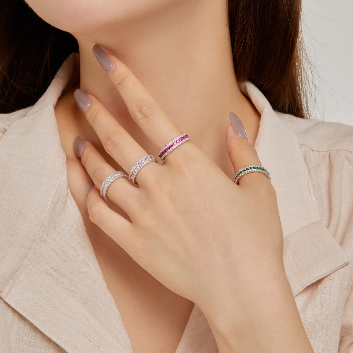 [HOT]Delicate Colorful Round Cut Daily Ring