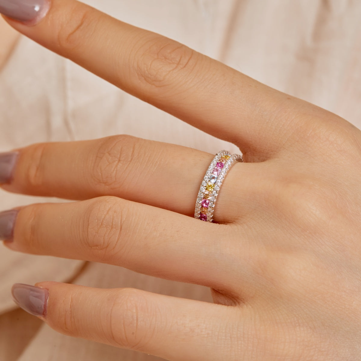 [HOT]Delicate Colorful Round Cut Daily Ring