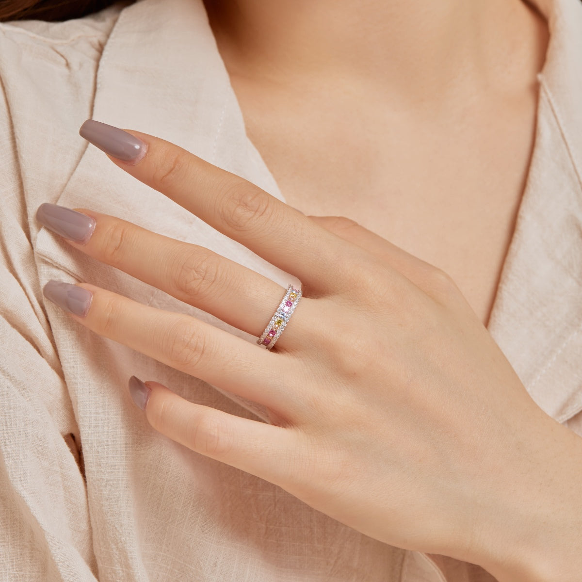[HOT]Delicate Colorful Round Cut Daily Ring