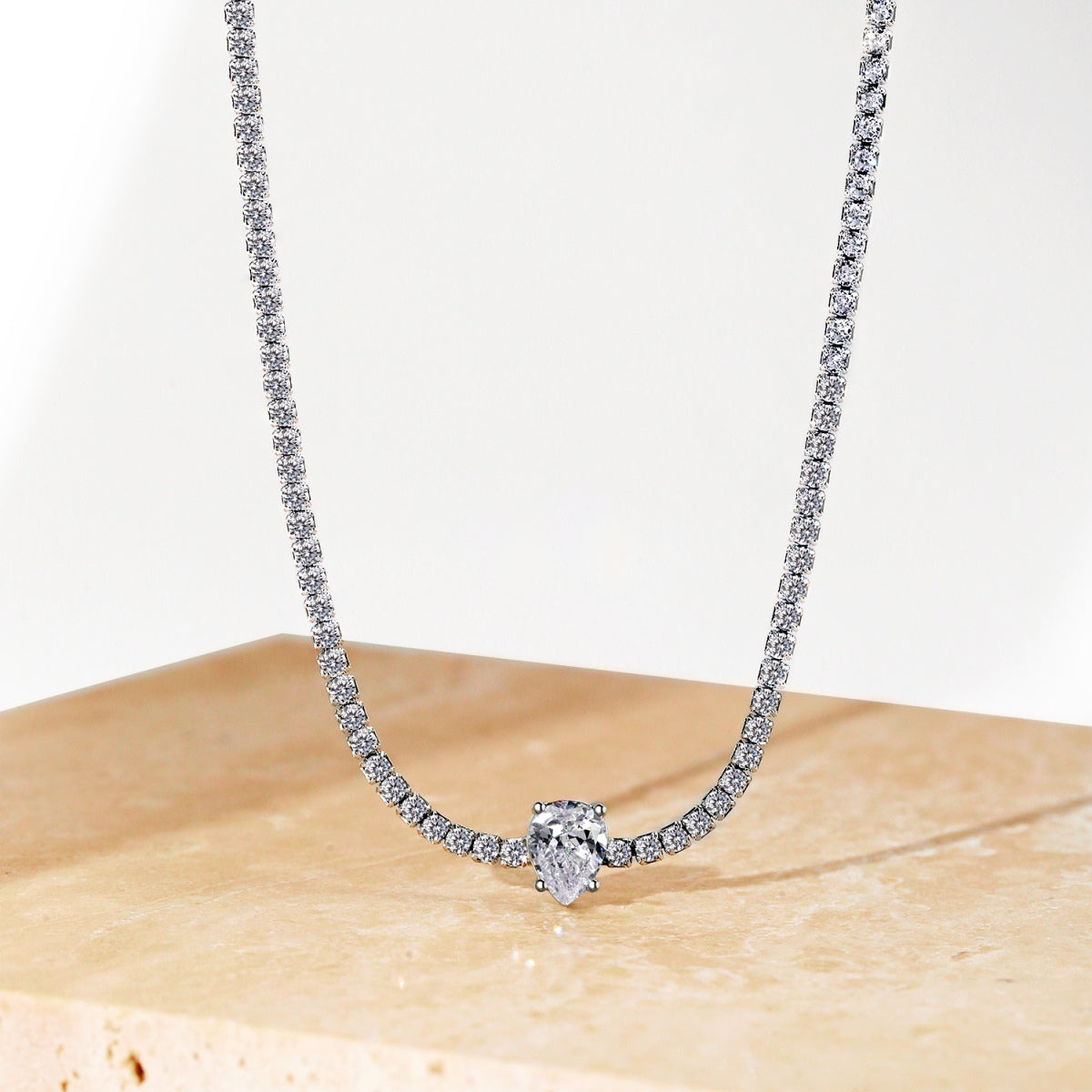 [HOT]1.0 carat Unique Pear Cut Tennis Necklace