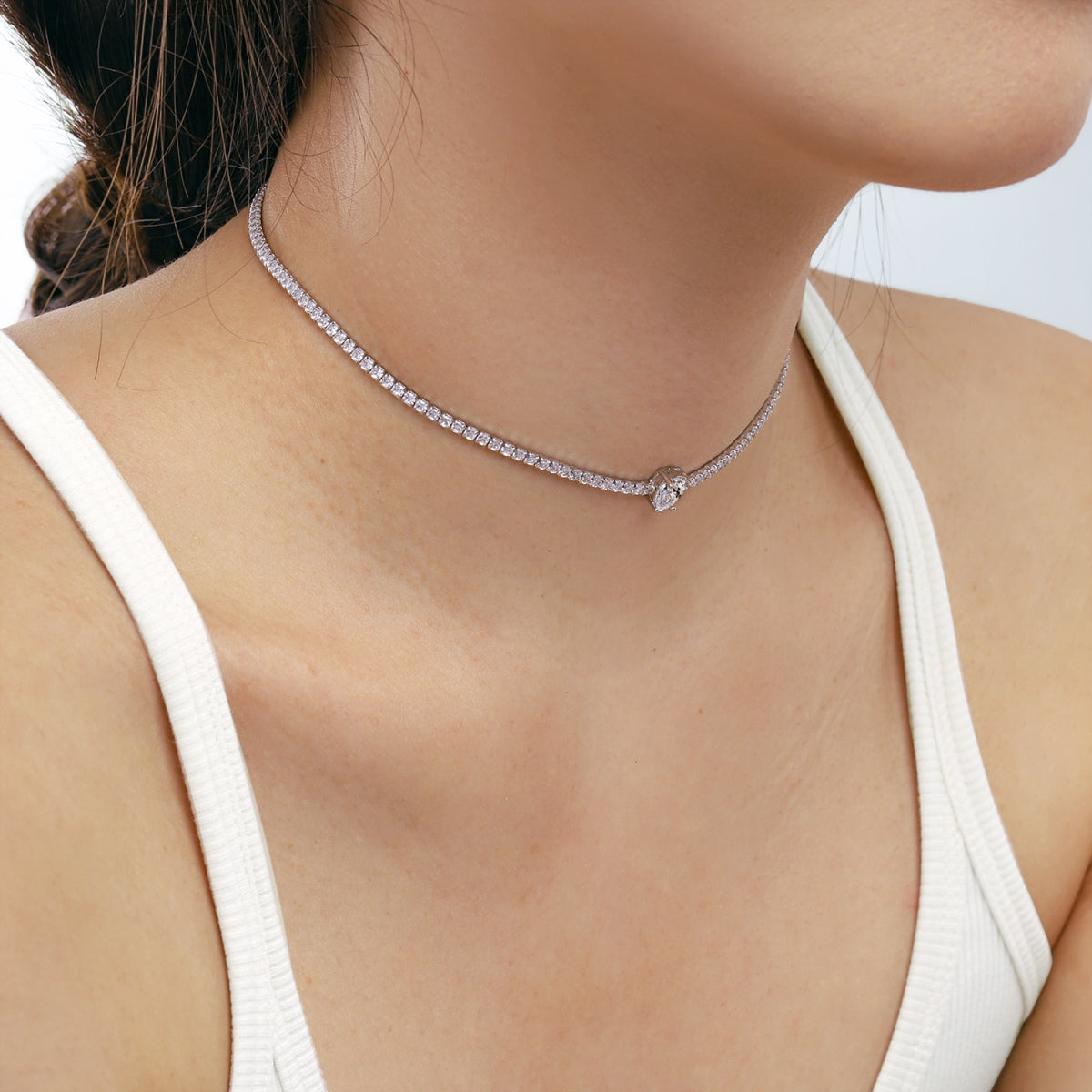 [HOT]1.0 carat Unique Pear Cut Tennis Necklace