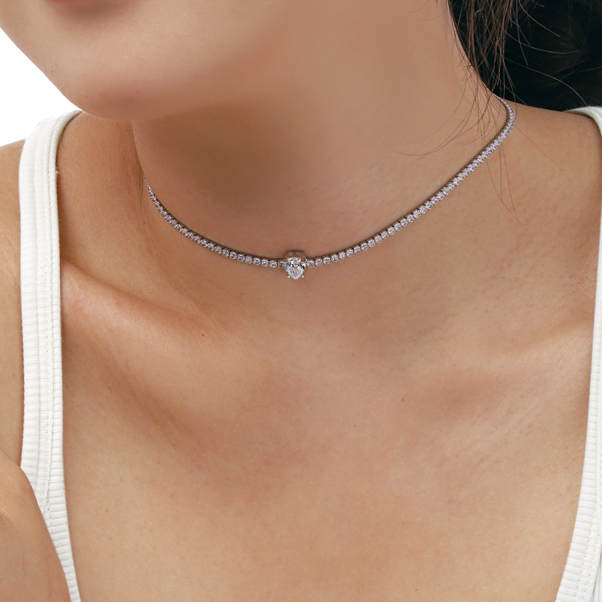 [HOT]1.0 carat Unique Pear Cut Tennis Necklace
