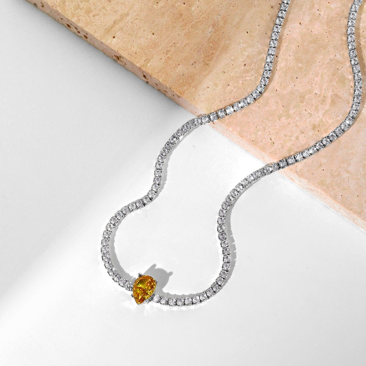 [HOT]1.0 carat Unique Pear Cut Tennis Necklace