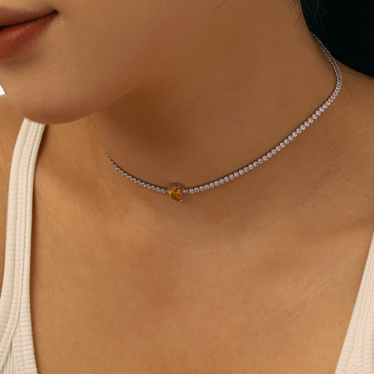 [HOT]1.0 carat Unique Pear Cut Tennis Necklace