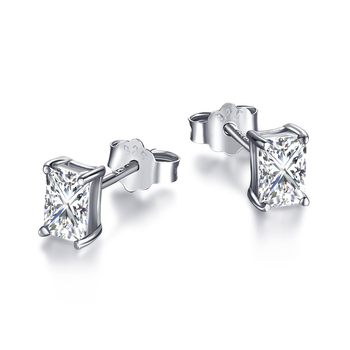 [HOT]Stylish Shiny Rectangular Center Stone Stud Earrings