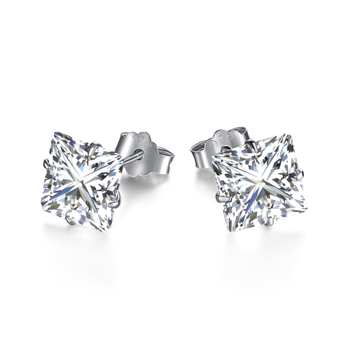 [HOT]Stylish Shiny Square Center Stone Stud Earrings