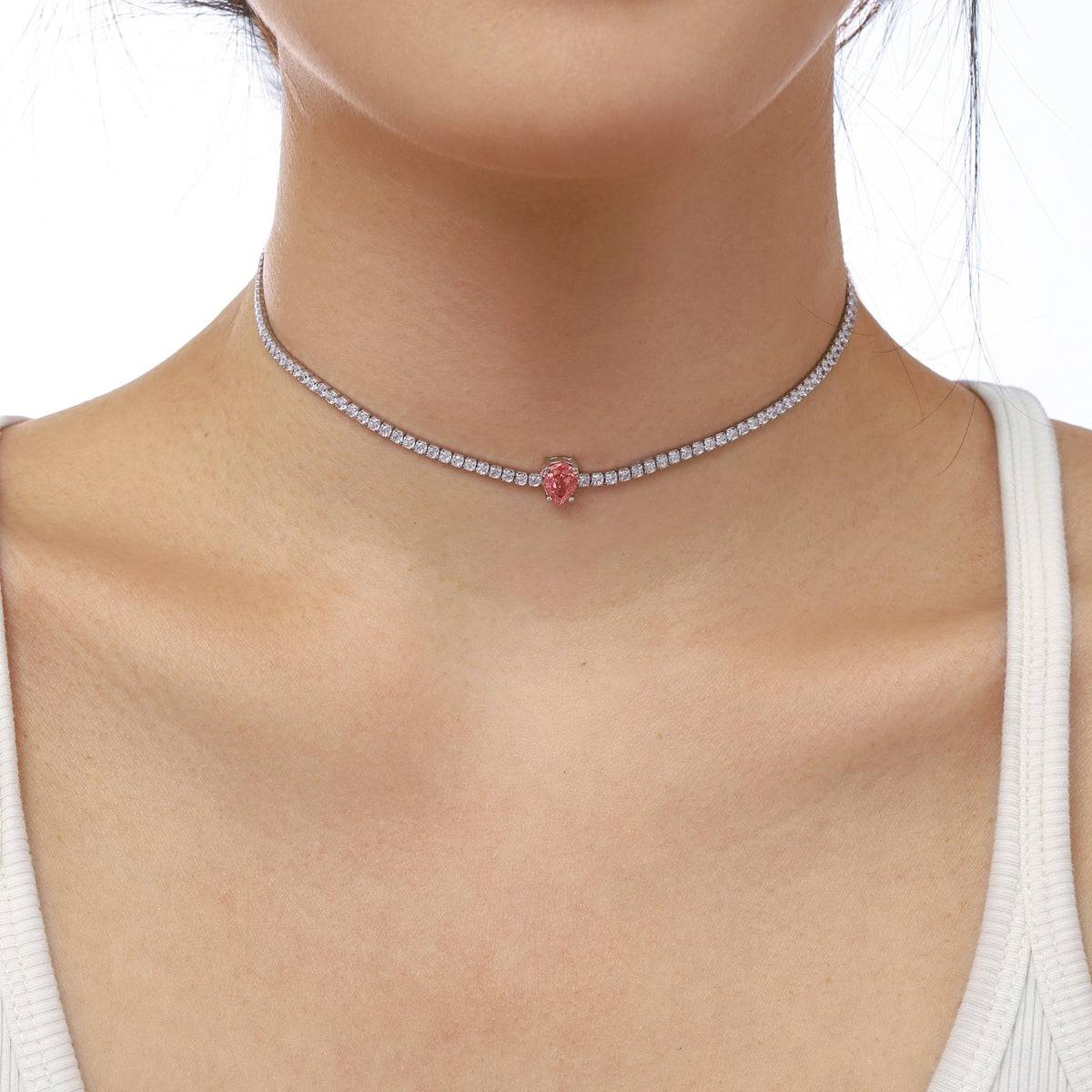 [HOT]1.0 carat Unique Pear Cut Tennis Necklace