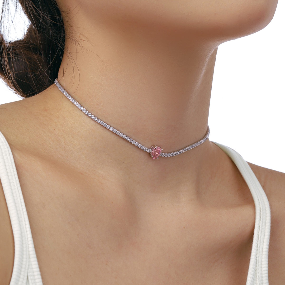 [HOT]1.0 carat Unique Pear Cut Tennis Necklace