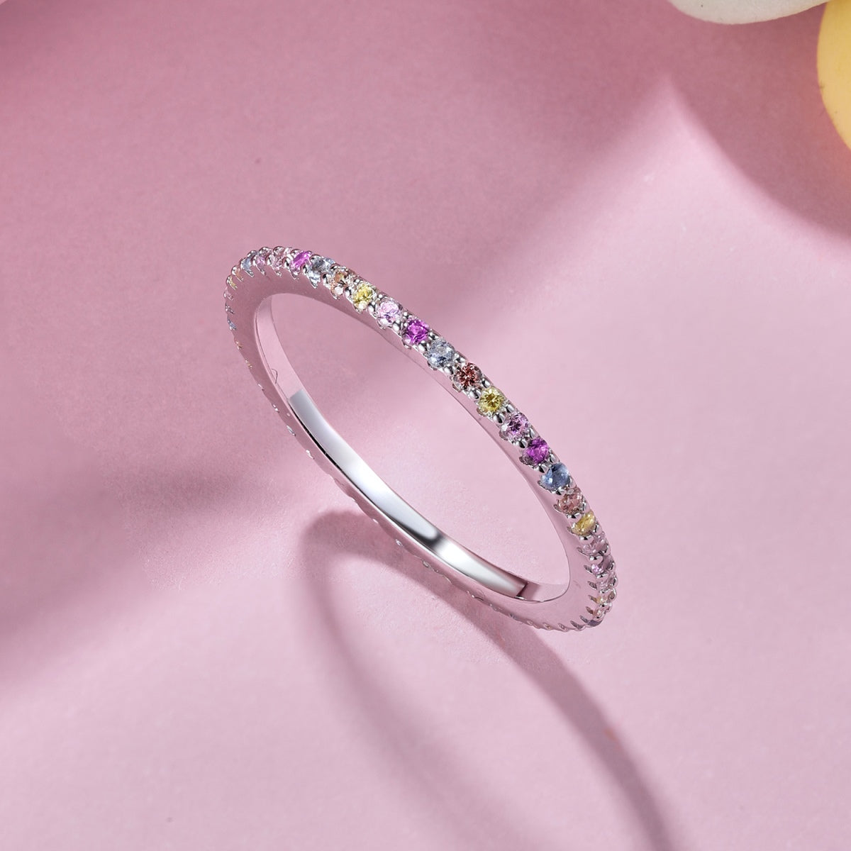 [HOT]Ornate Colorful Round Cut Tennis Ring