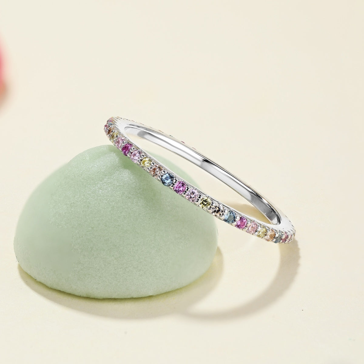 [HOT]Ornate Colorful Round Cut Tennis Ring