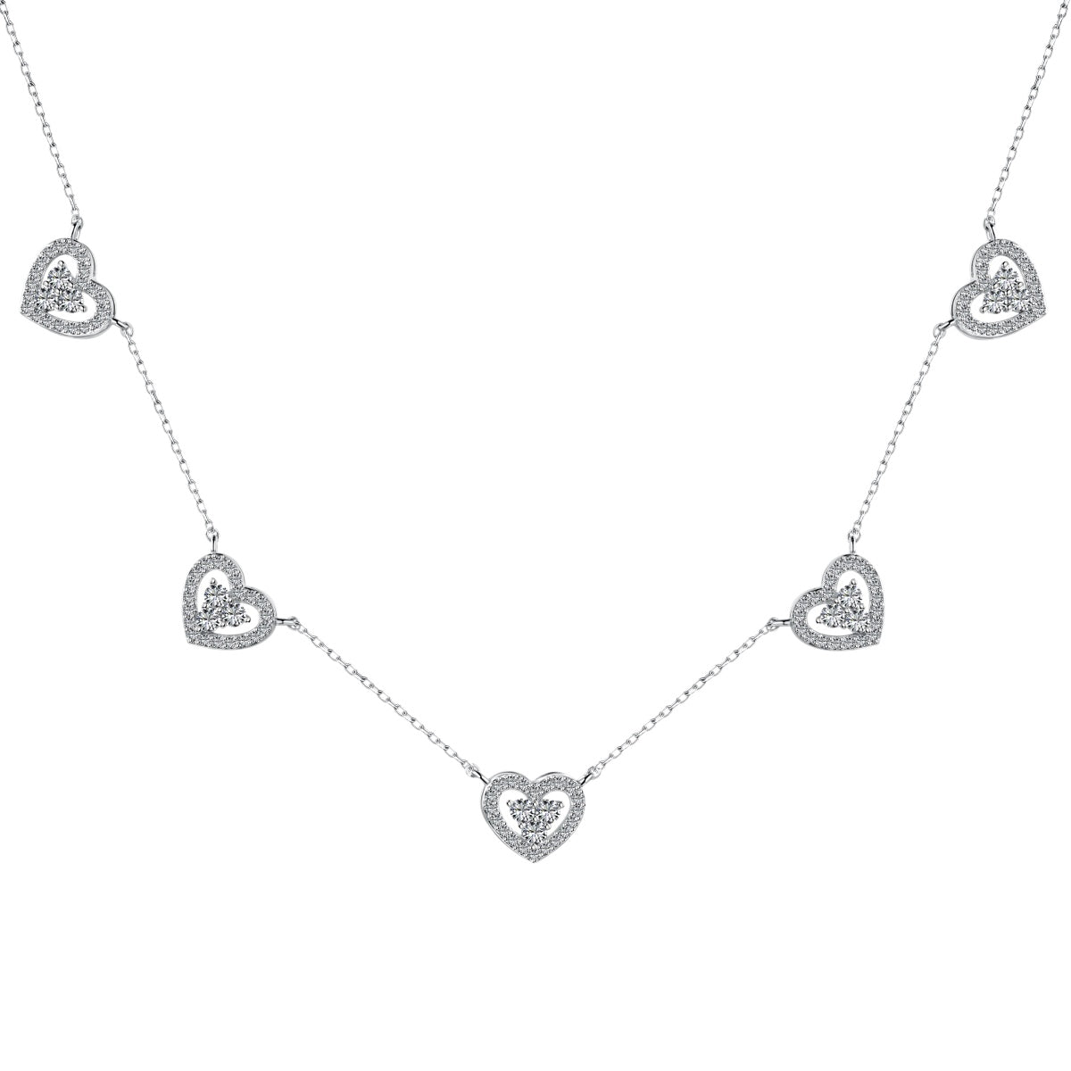 [HOT]Sparkling Five Heart Necklace