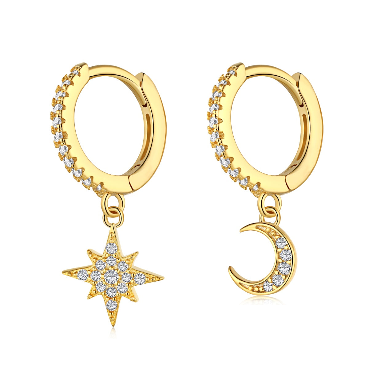 [HOT]Star and Moon Asymmetric Earrings