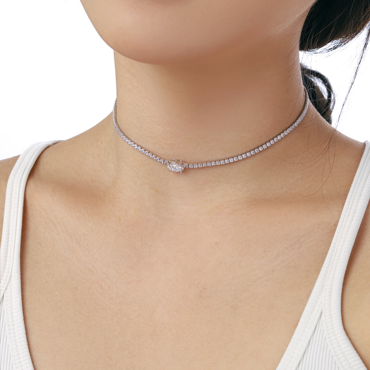 [HOT]1.0 Carat Shining Oval Cut Necklace