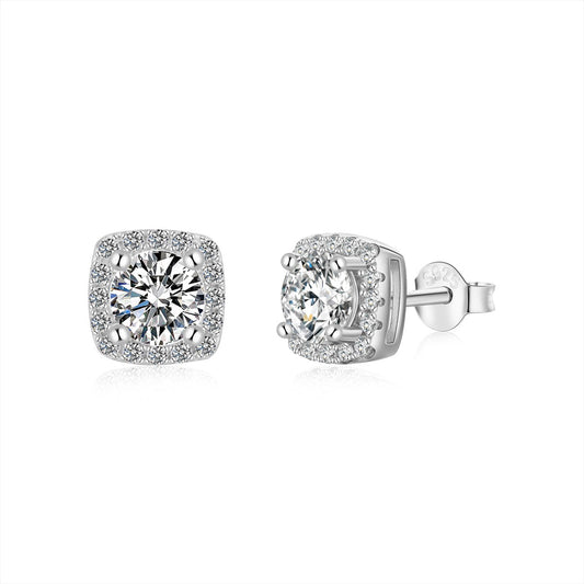 [HOT]Classic Round Center Stone Stud Earrings