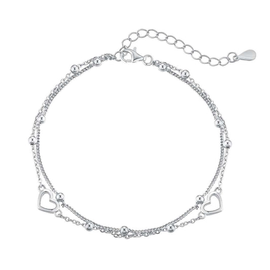 [HOT]Dainty Double Layer Love Heart Bracelet