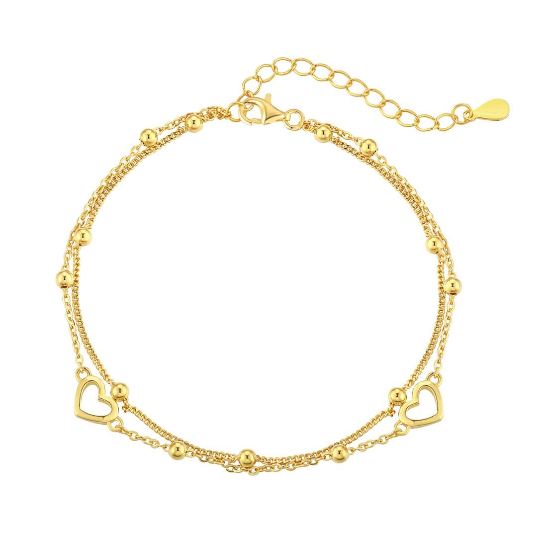 [HOT]Dainty Double Layer Love Heart Bracelet