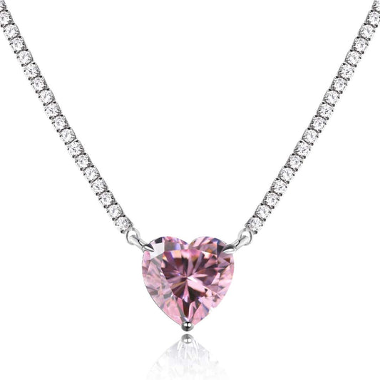 [HOT]8.0 Carat Versatile Colorful Sweet Heart-Shaped Tennis Necklace