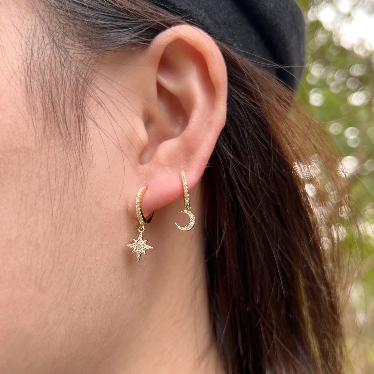 [HOT]Star and Moon Asymmetric Earrings