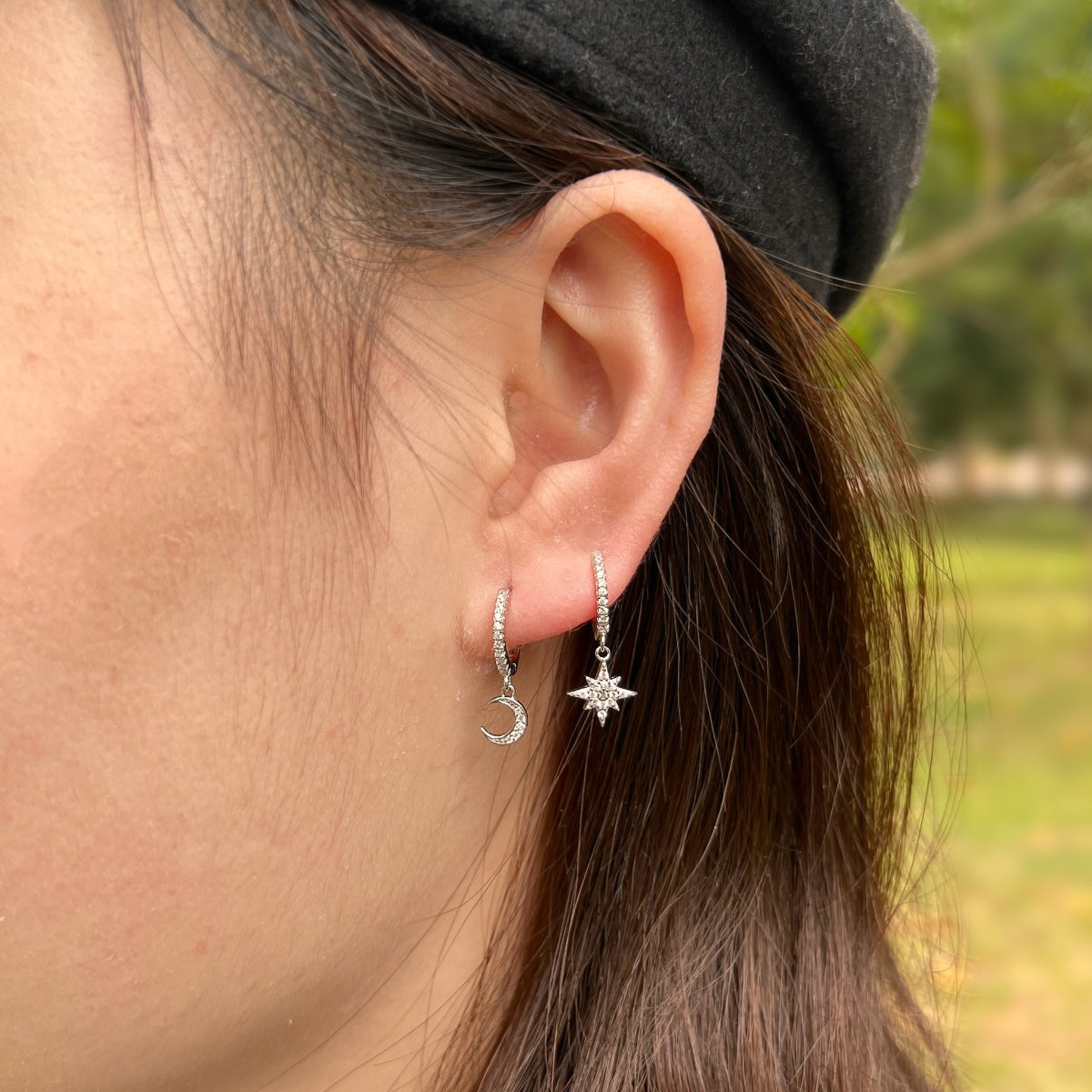 [HOT]Star and Moon Asymmetric Earrings