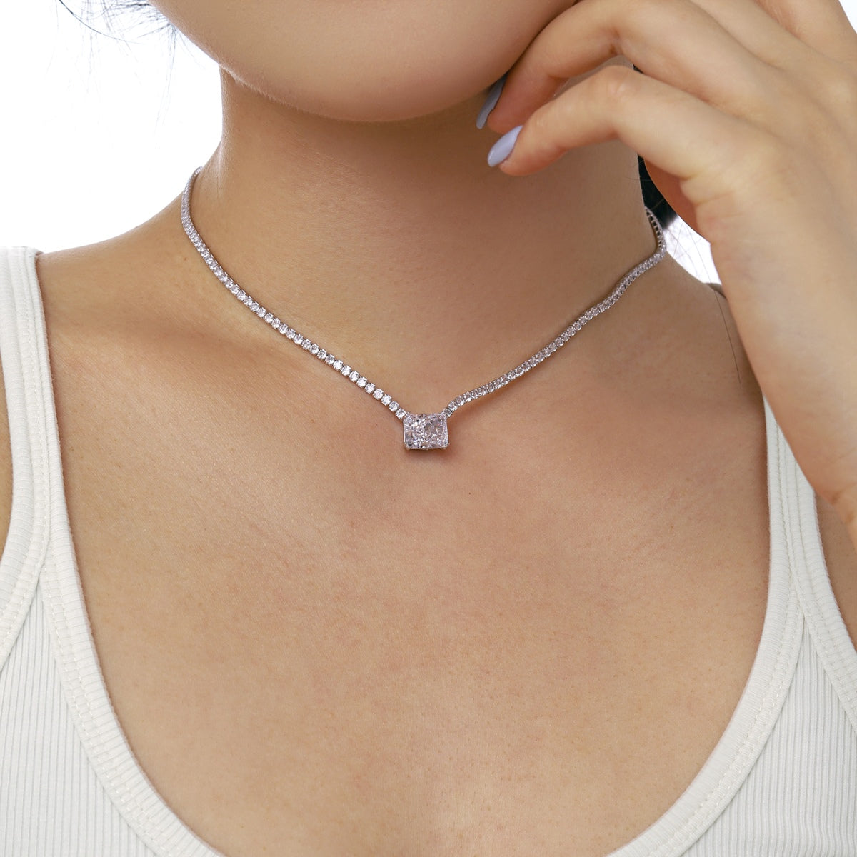 [HOT]4.0 Carat Elegant Radiant Cut Necklace