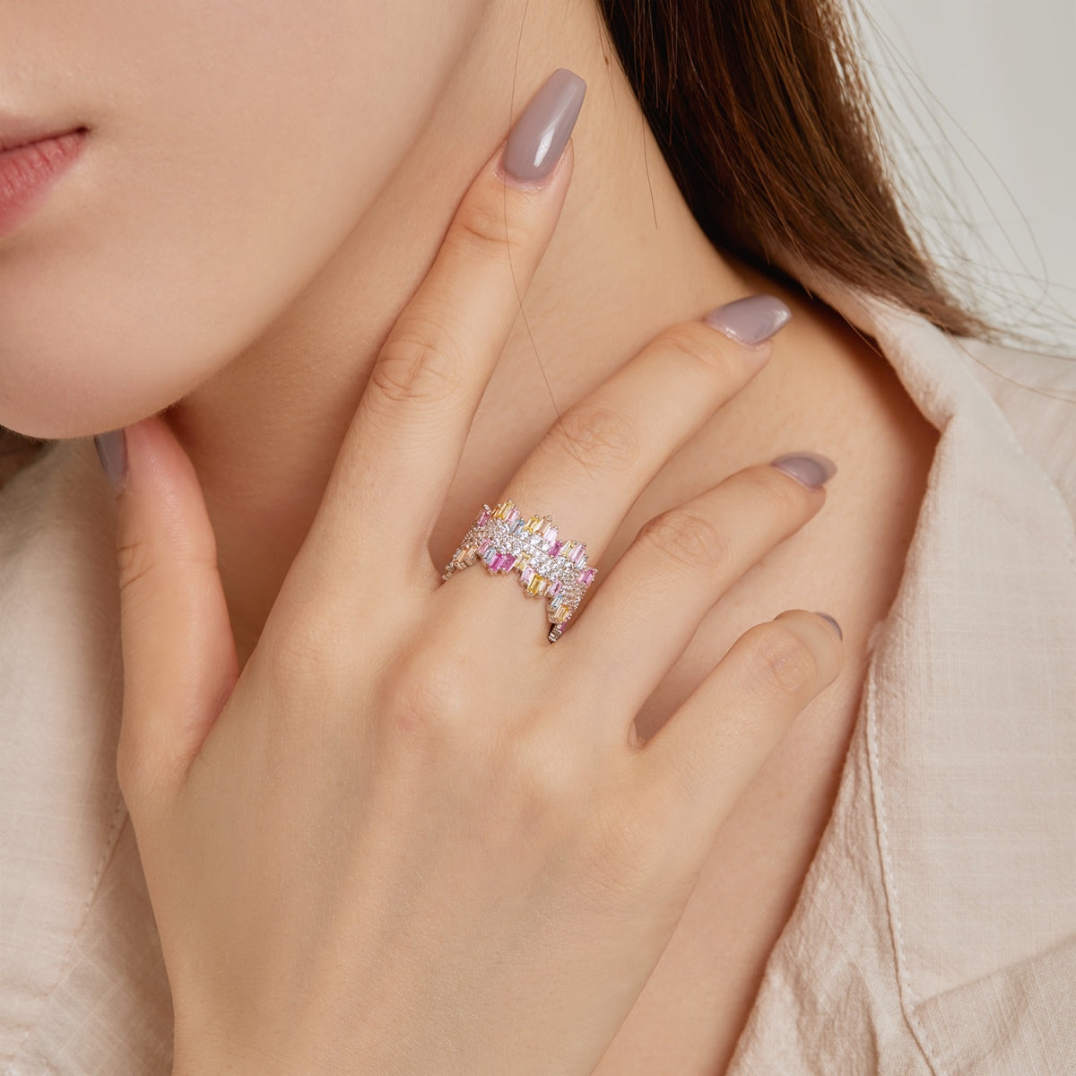 [HOT]Luxurious Colorful Radiant Cut Daily Ring