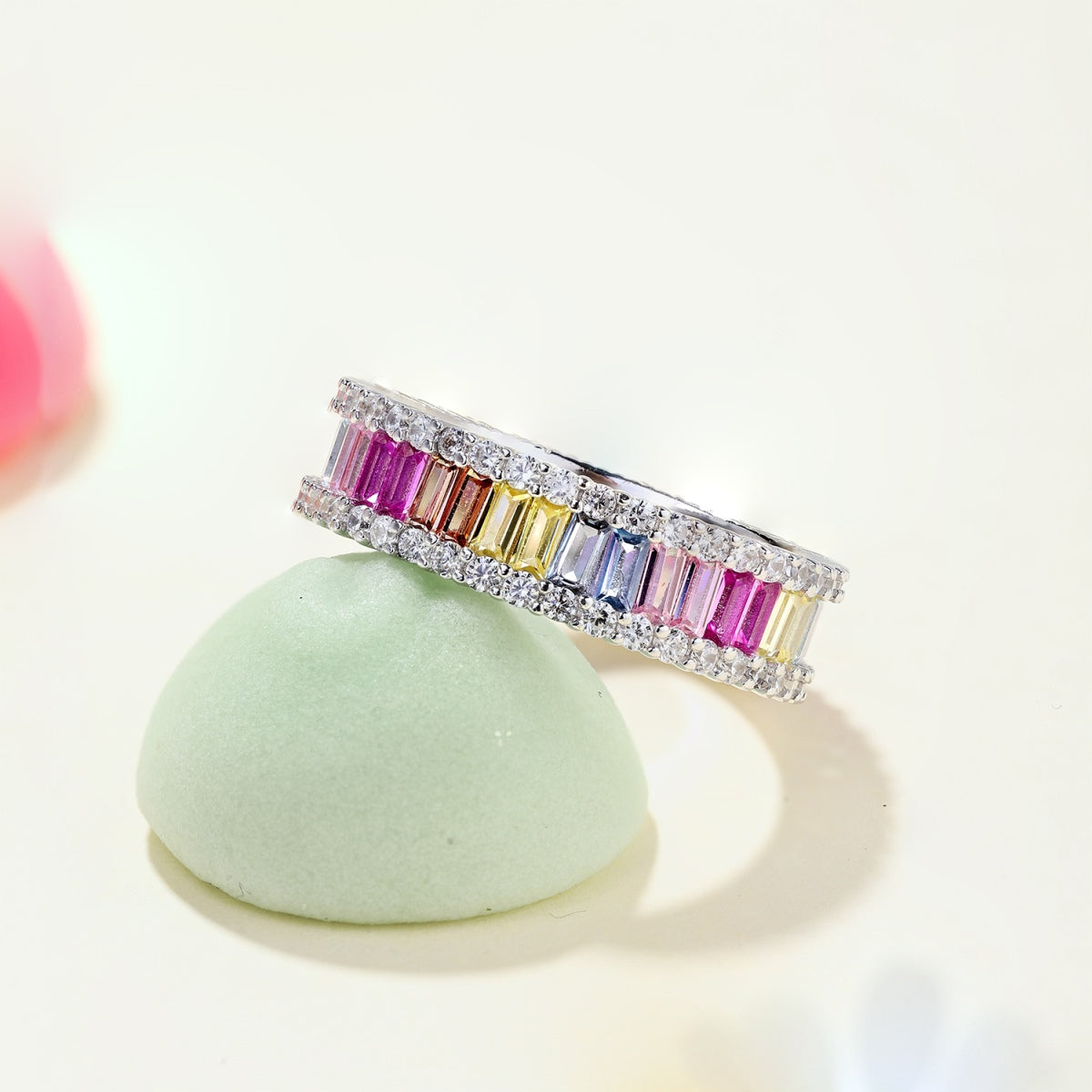 [HOT]Dainty Kaleidoscopic Emerald Cut Daily Ring