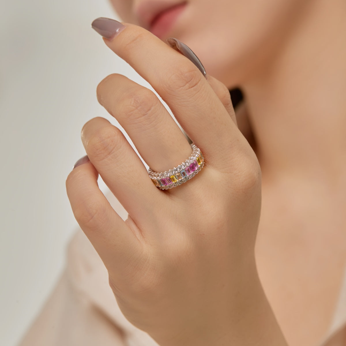 [HOT]Dainty Colorful Radiant Cut Daily Ring