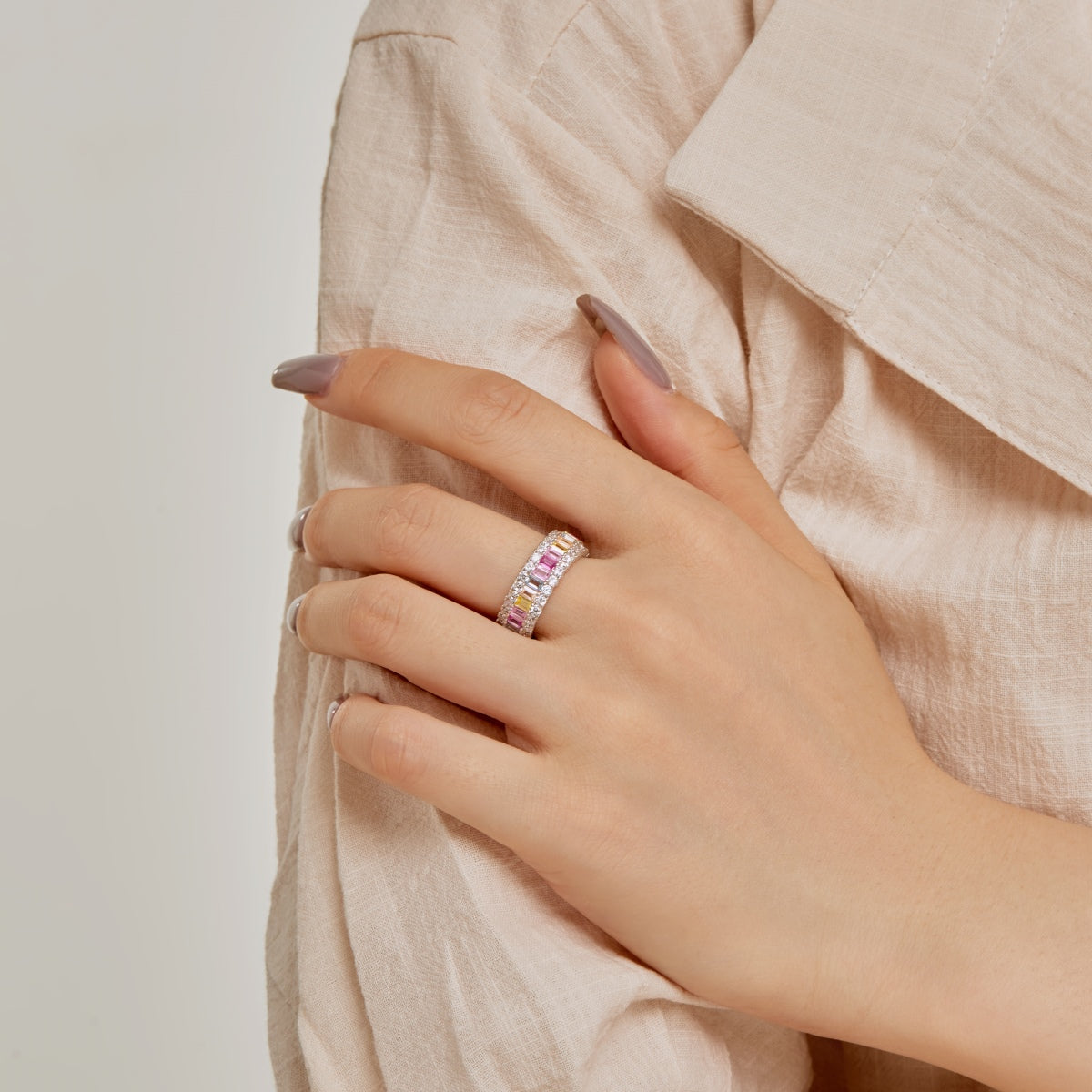 [HOT]Dainty Colorful Radiant Cut Daily Ring